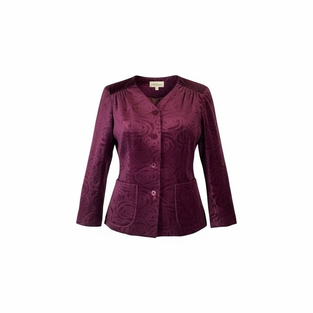 Women's Devon Velvet Button Up Jacket Purple Size 16